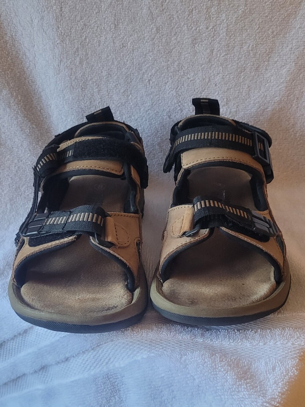 Faded Glory Men's Brown Suede Sandals Adjustable Velcro Comfort Straps size 8